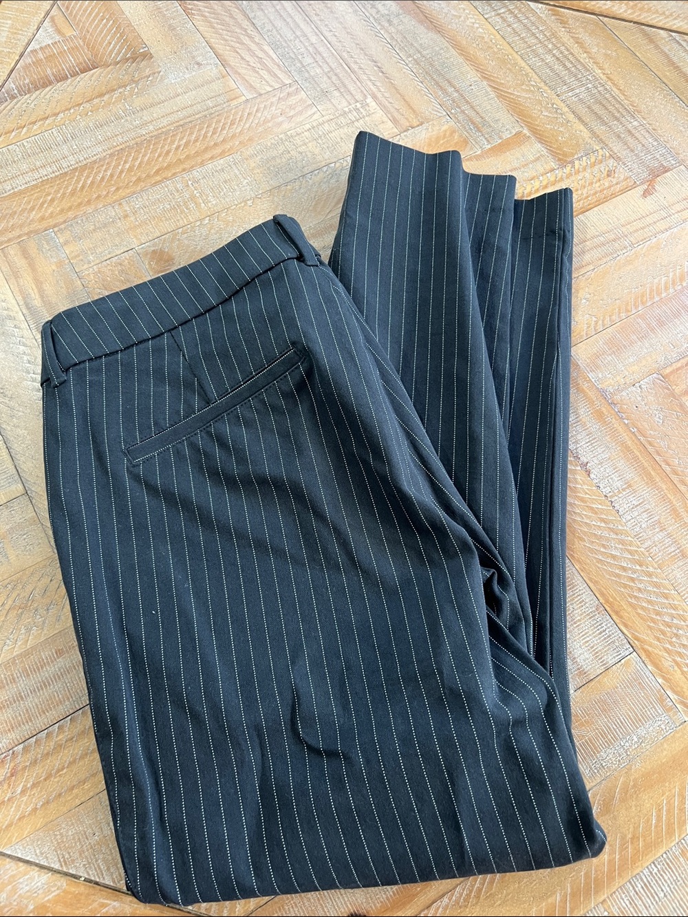 Old Navy Black Pinstripe High-Rise Pixie Pants